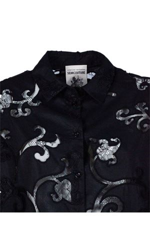 Black Embroidered poplin shirt SEMI COUTURE | S6SL05Y690